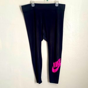 Pink Nike Logo Plus Size Athletic Leggings